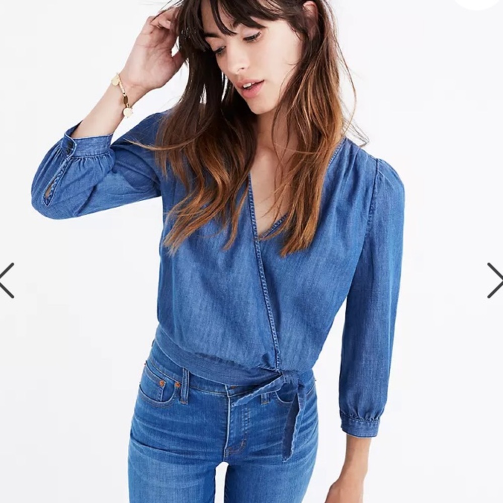 Madewell Denim Wrap Top